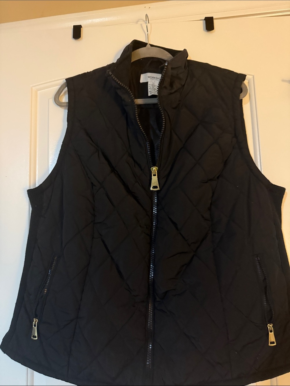 Workshop Republic Clothing Black Quilted Zip-Front Vest